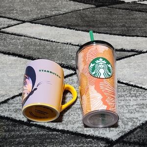 STARBUCKS 2021 EDITION BUTTERFLY MUG & COLD-BREW VENTI FLORAL MERMAID TUMBLER